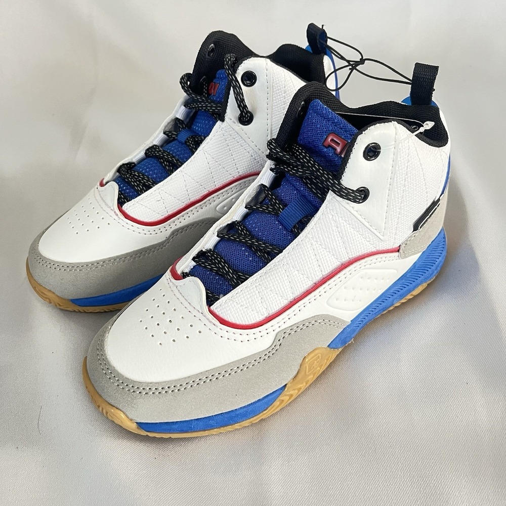 AND1 Boys High Top Comfort Lace Up Basketball Sneakers White Blue Red Size 3